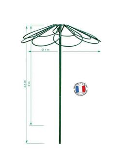 Tuteur parapluie 9 pét. (3644) Vert Sapin - Diam 1 Ht tot 2.5 Ht h sol 2 m