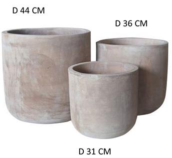 Pot Mterra Rond Cylindre D46 H 44 cm Terre Cuite Claire