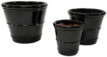 Pot émaillé Glazed Conical Ring Shiny Black D27H27